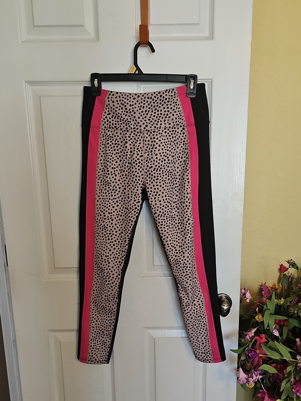 High-Waist Pink Panel Leopard-Print Leggings